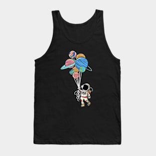 Astronaut Holding Planet Balloons Tank Top